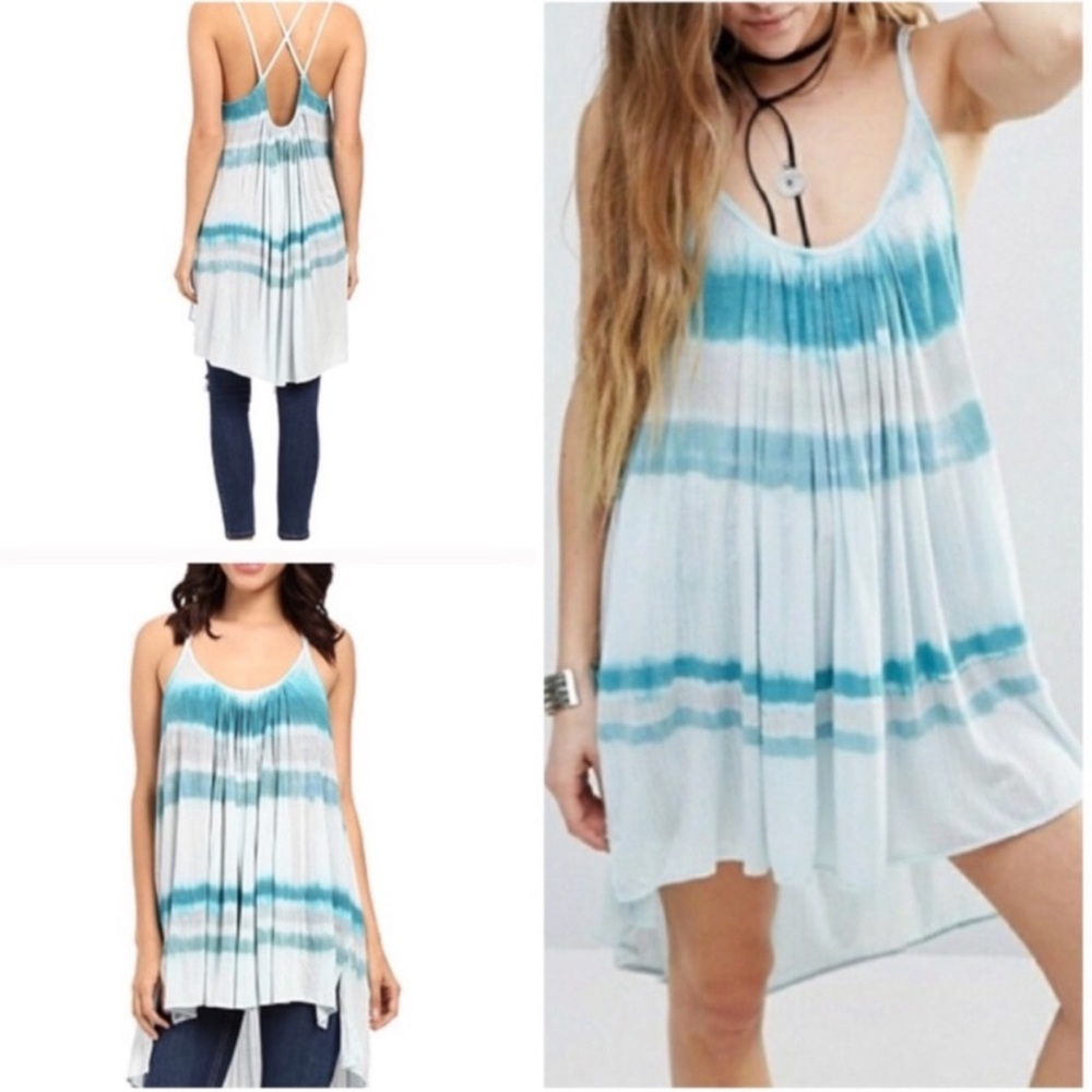 𝅺Free People Tie Dye Aquamarine Fly Away Tank Woman’s Size Medium